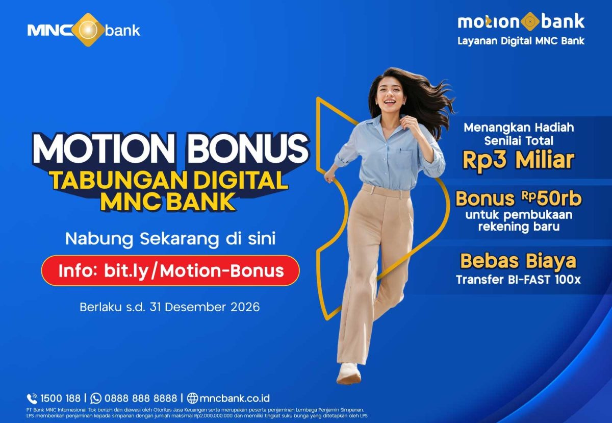 Hadiah Rp3 Miliar dan Bebas Transfer 100 Kali di Motion Bonus
